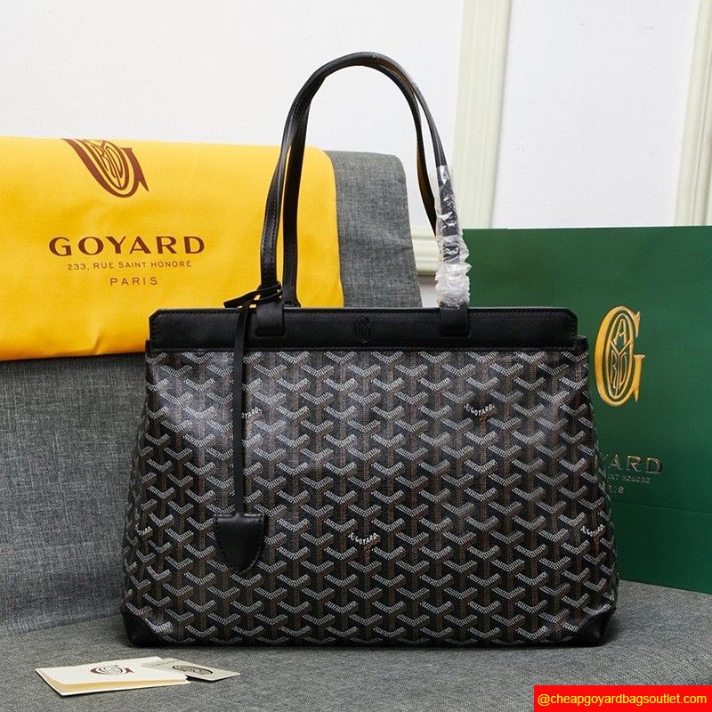 Goyard Goyardine Bellechasse Tote Black/Coffee