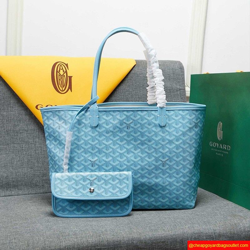 Goyard Goyardine Saint Louis Canvas Tote Sky Blue