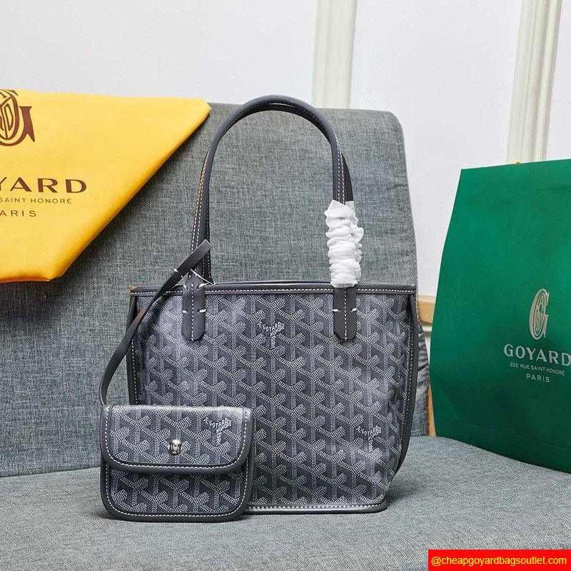 Goyard Goyardine Saint Louis Calfskin Mini Tote Grey