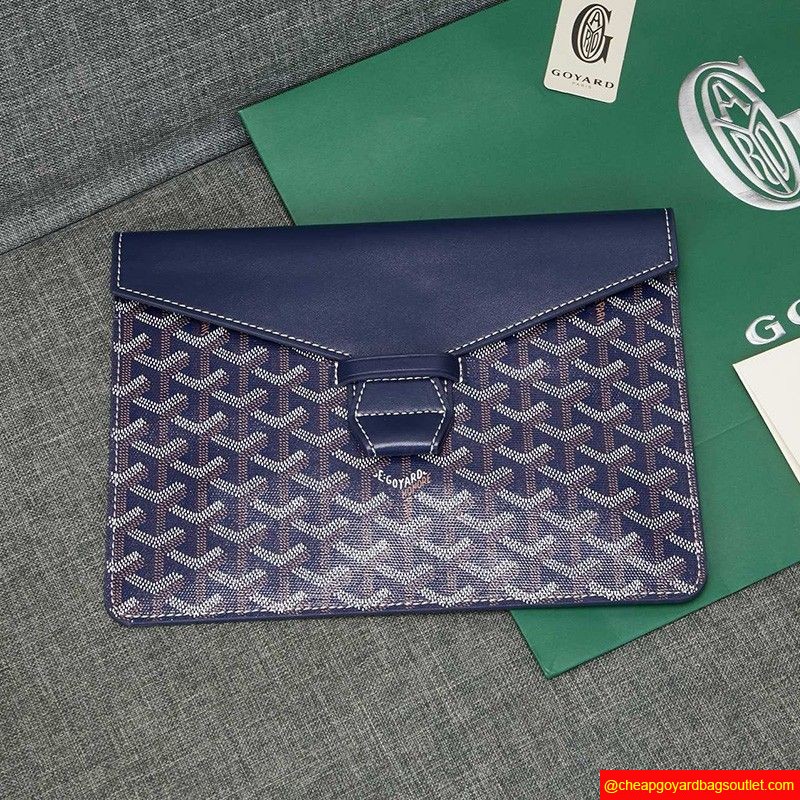 Goyard Goyardine Envelope Clutch Navy Blue