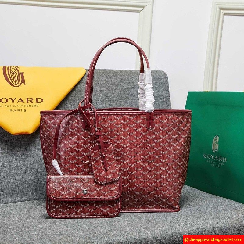 Goyard Goyardine Saint Louis Calfskin Tote Burgundy