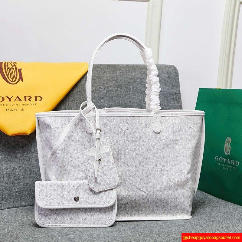 Goyard Goyardine Saint Louis Calfskin Tote White